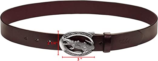 Photo 2 of Falari Men's Dress Belt Jeans Belt Full Grain Leather Alligator Eagle Tiger Bull Buckle New