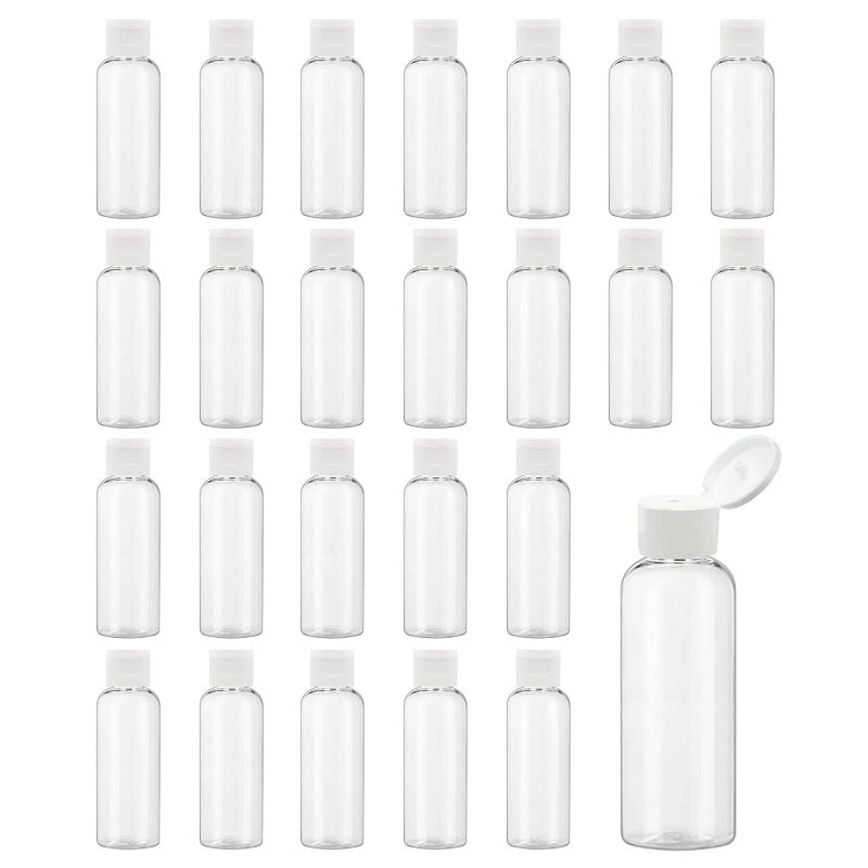 Photo 1 of 2 Oz Clear Plastic Empty Bottles Travel Containers with Flip Cap - Refillable Containers, Toiletry Bottles, Cosmetic Bottles, for Shampoo, Lotion, Liquid Body Soap, Cream, Toner - BPA-free - Set of 25