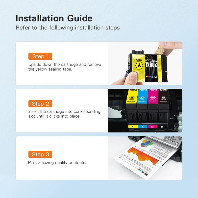 Photo 2 of E-Z Ink (TM) Remanufactured Ink Cartridge Replacement for Epson 288 288XL High Yield to use with XP-440 XP-446 XP-330 XP-340 XP-430 (2 Black, 1 Cyan, 1 Magenta, 1 Yellow with Latest Upgraded Chips)