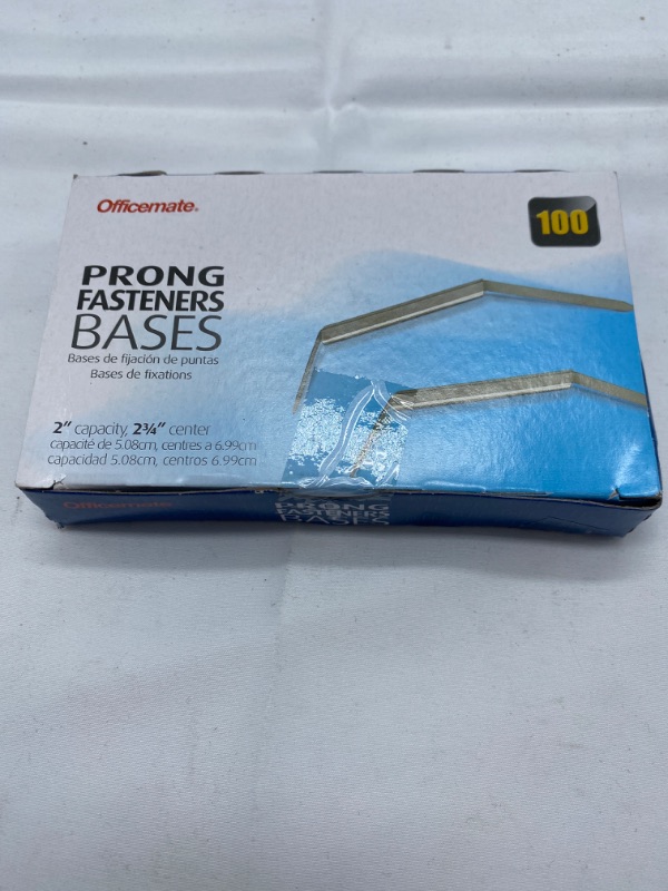 Photo 2 of OIC, OIC99854, Prong Fastener Bases, 100 / Box, Silver 2 inch