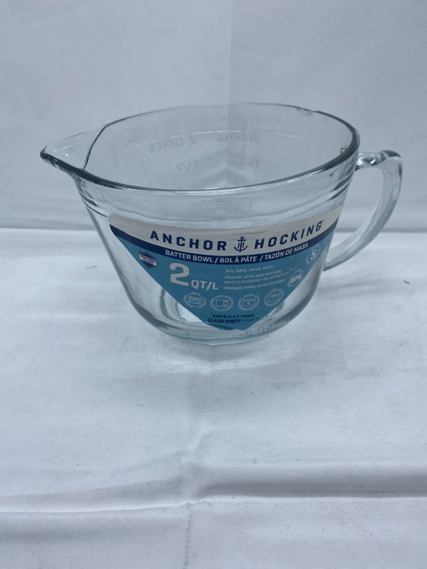 Photo 2 of Anchor Hocking Glass 2-Quart Batter Bowl (1-piece, tempered tough for oven, fridge/freezer, microwave, and dishwasher)