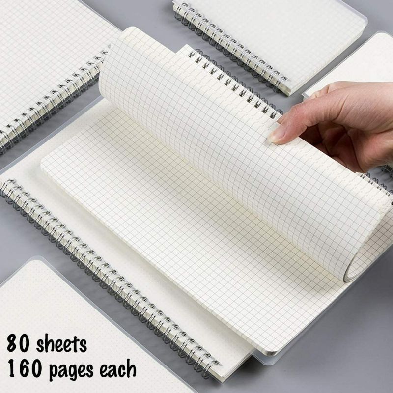 Photo 1 of SHININGSOUL 2-Pack B5 Square Grid Spiral Notebook Graph Paper Notebook/ Journal with 7.3"X 10", Total 320 Pages, Quad Ruled Thick Transparent Hardcover Notebook With Elastic Closure Strap