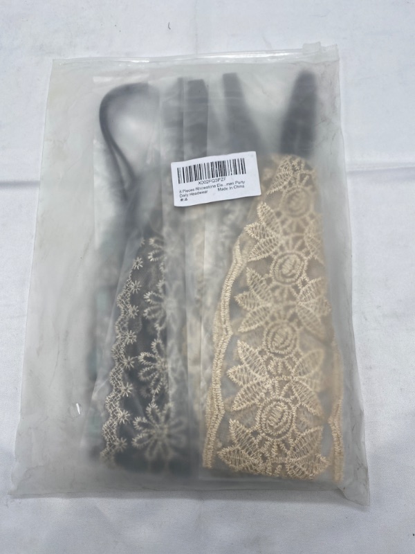 Photo 1 of 8 Pieces Rhinestone Elastic Headbands 1920s Headbands Handmade Crystal Beaded Hairbands 20s Headpieces Elegant Wide Lace Stretch Headbands for Women Party Daily Headwear