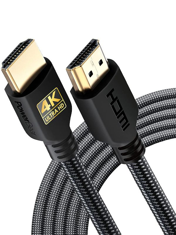 Photo 1 of PowerBear 4K HDMI Cable 15 ft | High Speed, Braided Nylon & Gold Connectors, 4K @ 60Hz, Ultra HD, 2K, 1080P, ARC & CL3 Rated | for Laptop, Monitor, PS5, PS4, Xbox One, Fire TV, Apple TV & More new