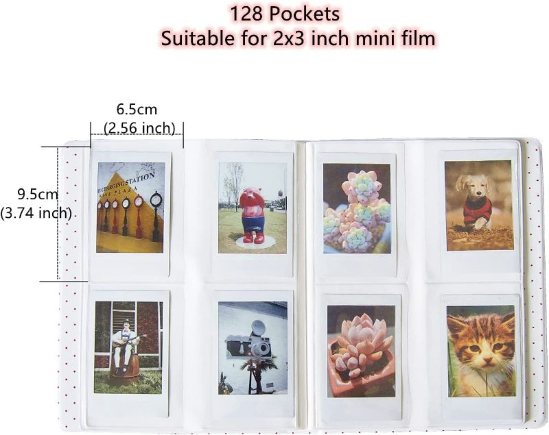 Photo 3 of LEONULIY 128 Pockets Mini Photo Album for Fujifilm Instax Mini 70 7s 8 9 11 25 50s 90 EVO, Kpop photocards, 2.24×3.46 Inch Card and Picture.(Creamy white) New