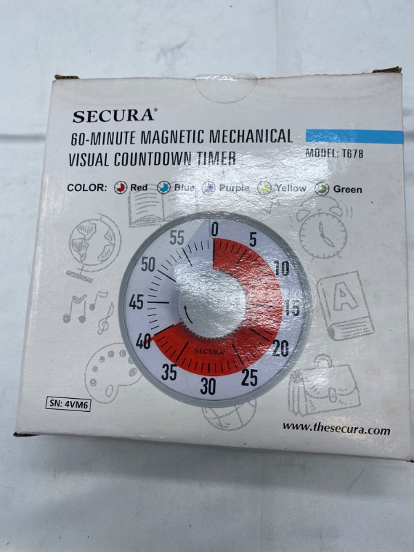 Photo 1 of Secura 60-Minute Visual Timer 6-Inch Mechanical Countdown Timers for Teaching, Meeting, Cooking, Working - Timer for Kids with Magnetic Backing, Foldable Legs, Hanging Hole (Blue) 6-Inch Blue