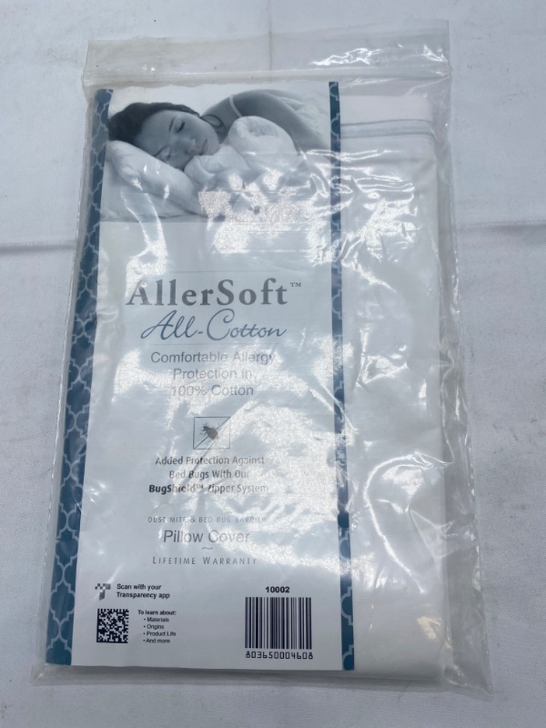 Photo 2 of Allersoft 100% All Cotton Pillow Cover Protect Against Bed Bugs with Bugshield Zipper System New