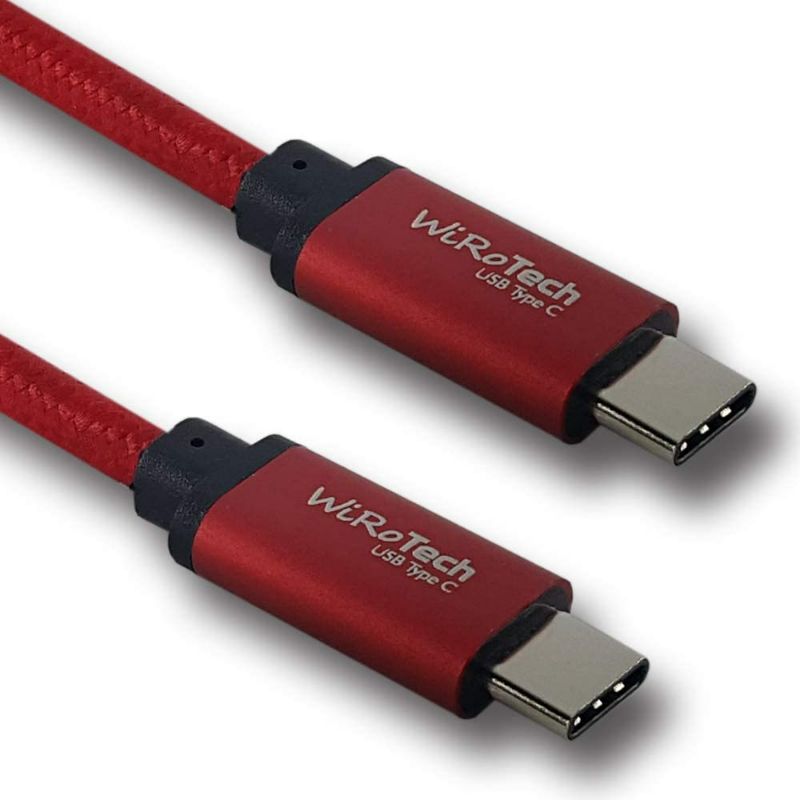 Photo 1 of WiRoTech USB C Cable, Red USB-C to USB-C Fast Charging Cable (1 Foot, Red)