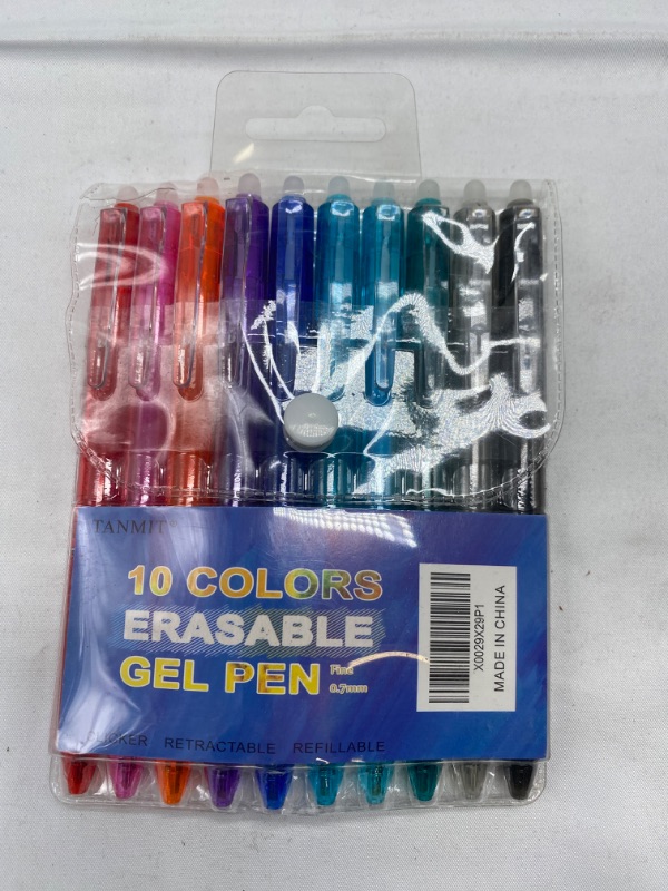 Photo 3 of Erasable Pens, Retractable Erasable Gel Pen Clicker, 10 Colors Fine Point Gel Ink Pen for Writing, Planners, Taking Note