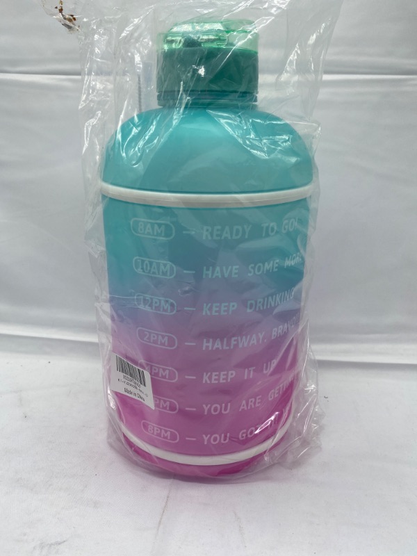 Photo 2 of KEEPTO 1 Gallon Water Bottle with Straw-Motivational Water Jug with Time Marker (Blue-Pink)
