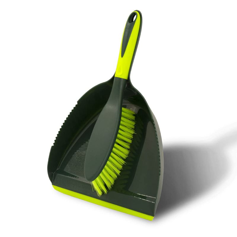 Photo 1 of Pine-Sol Mini Dustpan and Brush Set | Nesting Snap-On Design | Portable, Compact Dust Pan and Hand Broom for Cleaning with Rubber Grip Edge, Green