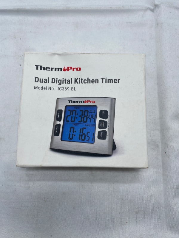 Photo 1 of ThermoPro TM02 Digital Kitchen Timer with Dual Countdown Stop Watches Timer/Magnetic Timer Clock with Adjustable Loud Alarm and Backlight LCD Big Digits/ 24 Hour Digital Timer for Kids Teachers