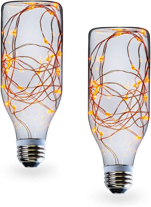 Photo 1 of SleekLighting 1.2 watt LED Light Bulb - Bottle Fairy Light – General Purpose Orange LED Light Bulb – UL Approved – Uses 1.2Watt of Energy, 110 Volts, Instant On, Average Life 10,000 Hours 2Pack