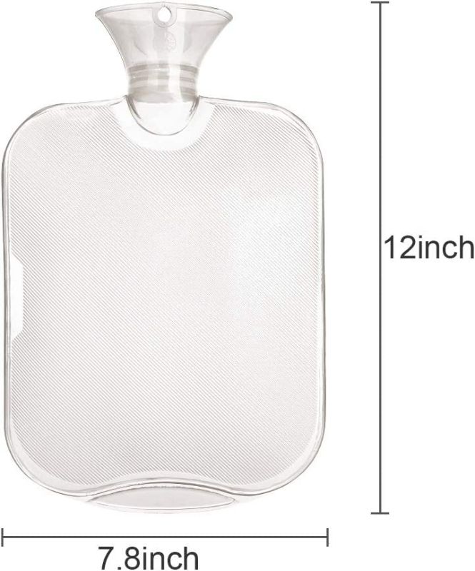 Photo 2 of Attmu Rubber Hot Water Bottle with Cover Knitted, Transparent Hot Water Bag 2 Liter - White (Grey)