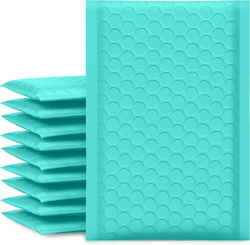 Photo 1 of UCGOU Bubble Mailers 4x8 Inch Teal 50 Pack Poly Padded Envelopes Small Business Mailing Packages Opaque Self Seal Adhesive Waterproof Boutique Shipping Bags for Jewelry Makeup Supplies #000
