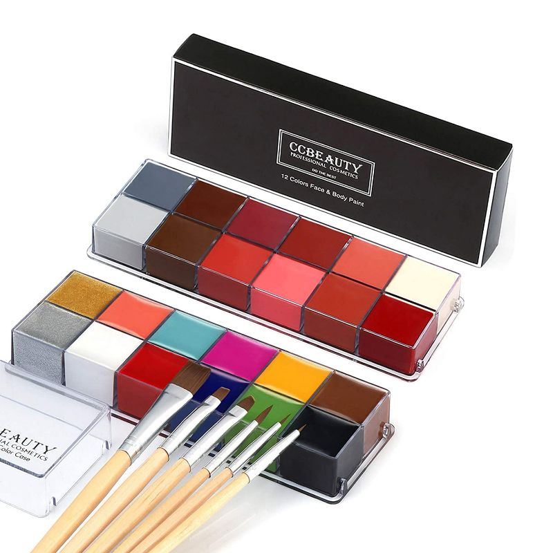Photo 1 of CCbeauty Professional Face Paint Oil 24 Colors Body Art Party Fancy Make Up with 6 Wooden Brushes