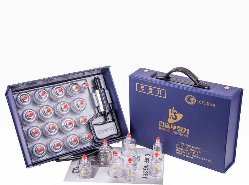 Photo 1 of Hansol Cupping Therapy Equipment Set with Pumping Handle 17 Cups (Made in Korea)