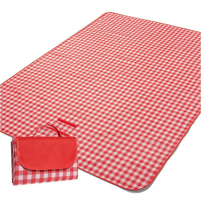 Photo 1 of Family Picnic Blanket Foldable Portable Large Picnic Mat Red