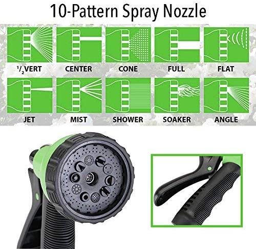 Photo 3 of EnerPlex [2019 Upgraded] X-Stream 50 ft Non-Kink Expandable Garden Hose, 10-Pattern Spray Nozzle Included, 3/4” Brass Fittings with Shutoff Valve, Best 50' Foot Garden Hose - 2 Year Warranty - Black