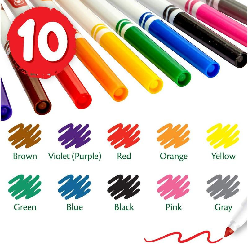 Photo 2 of Crayola Fine Line Markers Bulk, School Supplies for Kids, 12 Marker Packs with 10 Colors, Multi