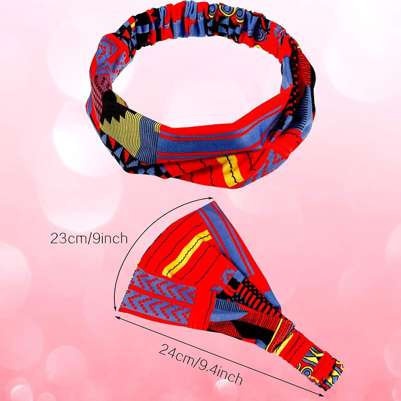 Photo 2 of 14 Pieces African Headband Women Headband Yoga Sports Headband with Strip and Floral Prints for Women Girls Hair Accessories (Classic African Patterns)