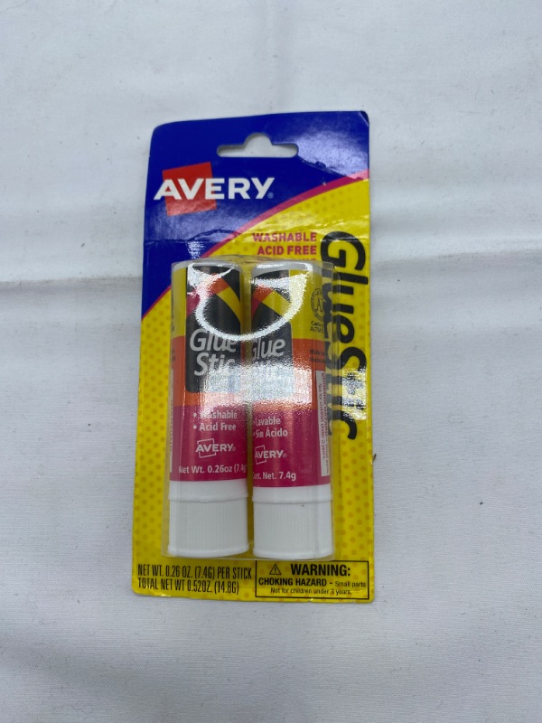 Photo 2 of Avery Glue Stic White, 0.26 oz., Washable, Nontoxic, Permanent Adhesive, 2 Glue Sticks (00171) 2 sticks