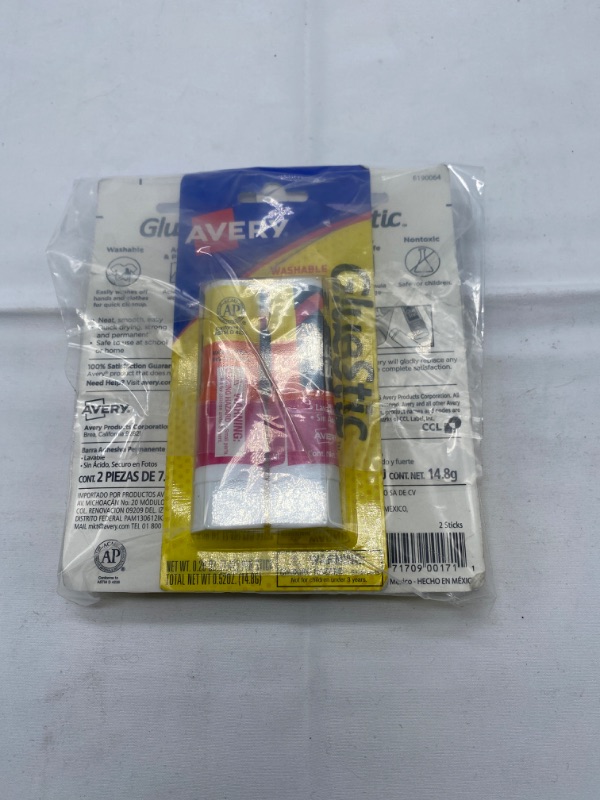 Photo 3 of 3 Pack Avery Glue Stic White, 0.26 oz., Washable, Nontoxic, Permanent Adhesive, 2 Glue Sticks (00171) 2 sticks (6 Sticks total)