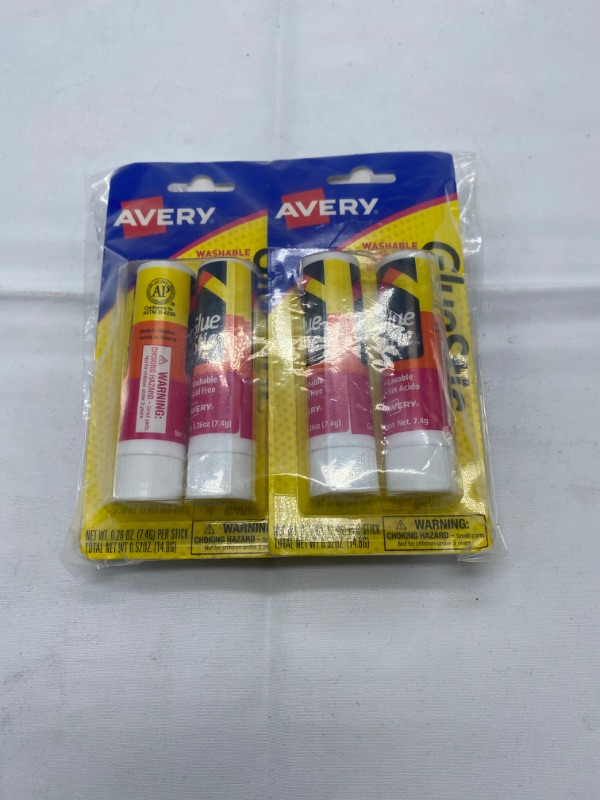 Photo 2 of 3 Pack Avery Glue Stic White, 0.26 oz., Washable, Nontoxic, Permanent Adhesive, 2 Glue Sticks (00171) 2 sticks (6 Sticks total)
