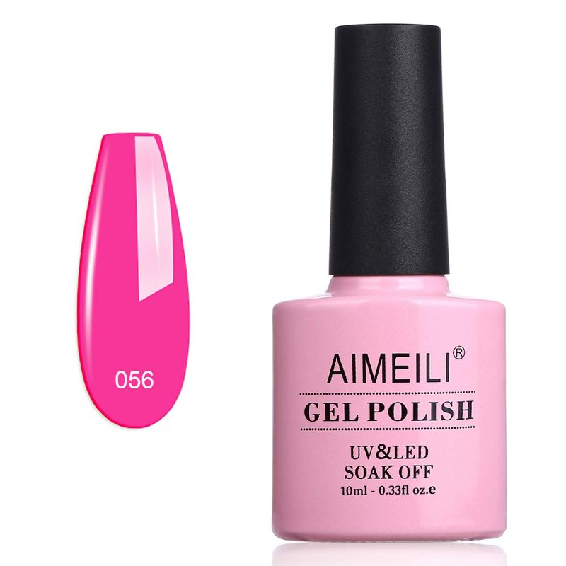 Photo 1 of AIMEILI Soak Off U V LED Hot Pink Gel Nail Polish - Neon Peachy Pink (056) 10ml