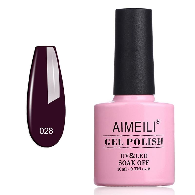 Photo 1 of AIMEILI Soak Off U V LED Gel Nail Polish - Burgundy Plum Dark Purple (028) 10ml