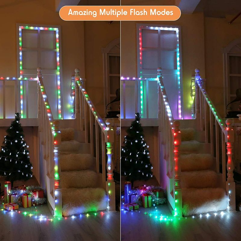 Photo 2 of Brizled Color Changing Fairy Lights, 66ft 200 LED Christmas Fairy Lights with Remote, USB + Adapter Plugin Fairy Lights Indoor Christmas Twinkle Lights Silver Wire for Halloween Xmas Bedroom Wedding