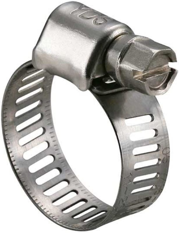 Photo 1 of 300 Grade Stainless Steel Mini Hose Clamp, Worm-Drive, SAE Size 6, 1/2" to 7/8" Diameter Range, 0.35 Bandwidth(Pack of 10)