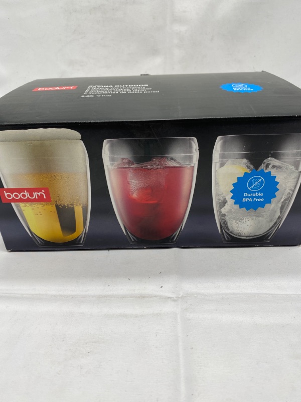 Photo 2 of Bodum Pavina Outdoor Shatterproof Double Wall Plastic Tumbler 6-Pack, 12 Ounce, Clear 12 ounces Clear 1