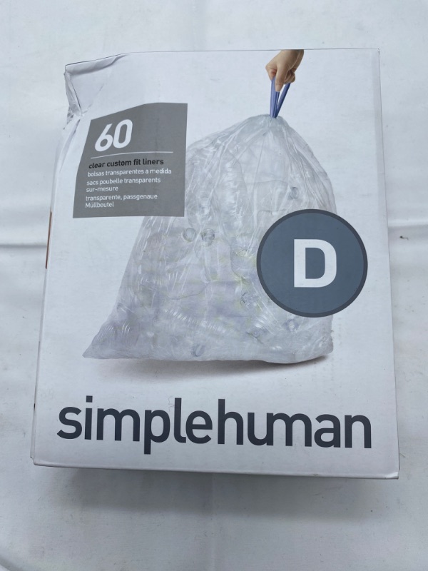 Photo 2 of simplehuman Code D Custom Fit Drawstring Trash Bags in Dispenser Packs, 60 Count, 20 Liter / 5.3 Gallon, Clear