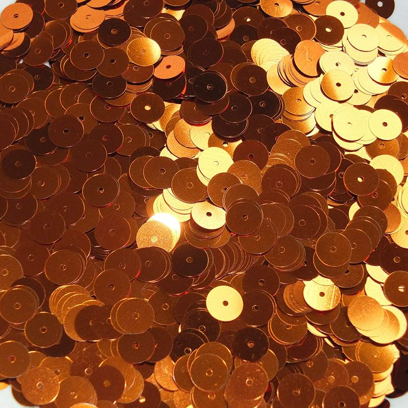 Photo 1 of 8mm Flat Sequins Orange Metallic Medium Hole Made in USA