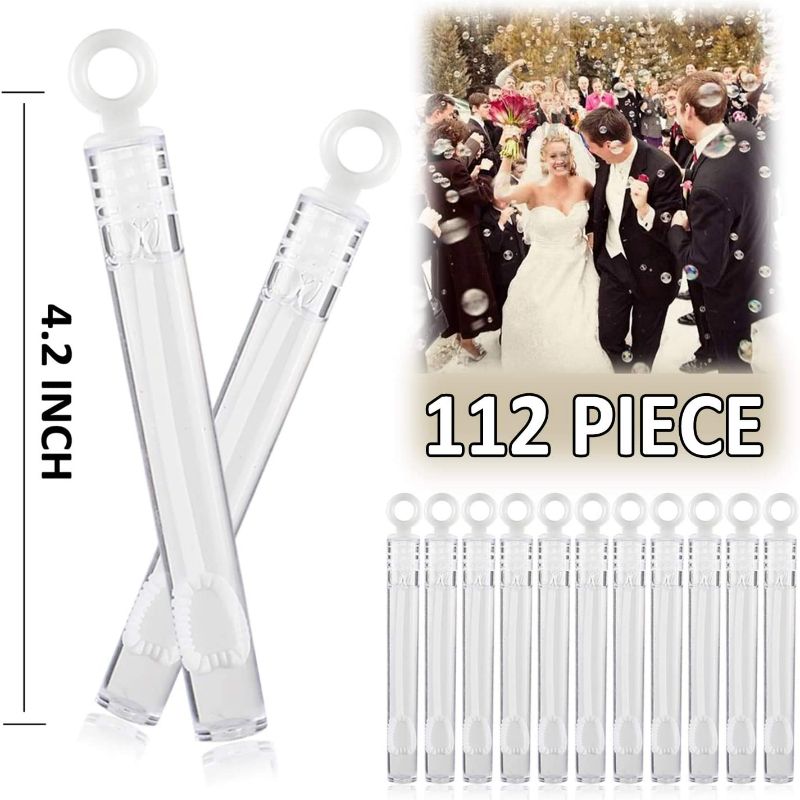 Photo 2 of 112 Pack Mini Wedding Bubble Wand (White Circle Style), Ideal Party Favors For Anniversaries, Celebration Supplies, Valentine’s Day, Pool Parties, Family Reunion, and Great Gift for Couple Boy Girl
