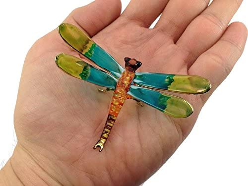Photo 3 of 3" Long Tiny Crystal Dragonfly Hand Blown Clear Glass Art Insect Miniature Figurine Animals Collectible Decor