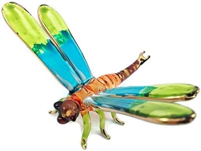 Photo 1 of 3" Long Tiny Crystal Dragonfly Hand Blown Clear Glass Art Insect Miniature Figurine Animals Collectible Decor