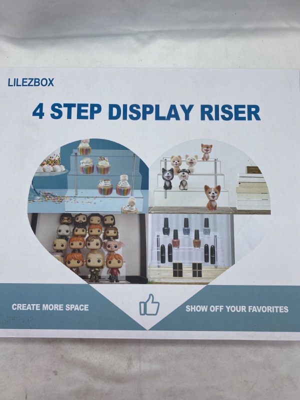 Photo 3 of Acrylic Riser Display Shelf, 4 Tier Perfume Organizer, Display Riser for Amiibo Funko POP Figures, Tiered Display Stand Small Risers for Display, Acrylic Display for Decoration and Organizer NEW 