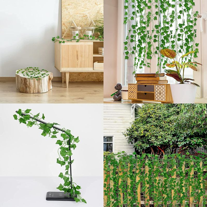 Photo 1 of Artflower 12 Pcs 84Ft Artificial Ivy Leaf Plants Fake Ivy Leaves Garland Greenery Garland Hanging Plants Fake Vines with LED String Lights for Room Kitchen Garden Office Wedding Wall Decor NEW 