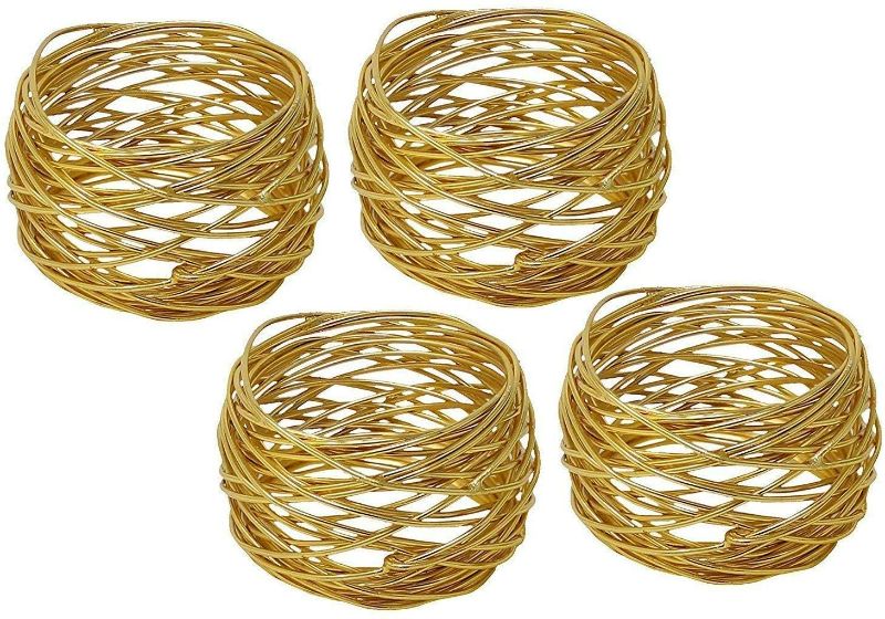 Photo 1 of ARN Craft Golden Round Mesh Napkin Rings- Set of 12 for Weddings Dinner Parties or Every Day Use (CW- 06-8) New