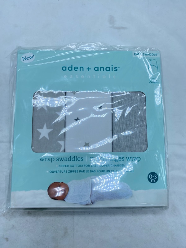 Photo 3 of aden + anais Essentials Easy Wrap Swaddle, Cotton Knit Baby Wrap, Newborn Wearable Swaddle Sleep Sack, 3 Pack, Twinkle, 0-3 Months NEW 