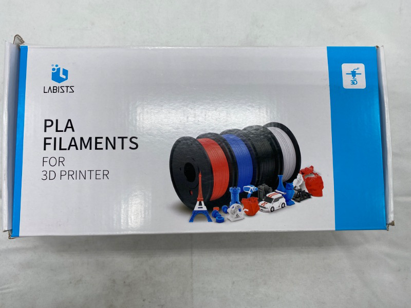 Photo 3 of PLA 3D Printer Filament Bundle - 1.75 PLA Filament 1.75mm Bundle, PLA Bundle for 3D Printers, Dimensional Accuracy +/- 0.03mm, 0.25KG Each Spool, 4 Colors Bundle, Includes Black White Blue and Red NEW 