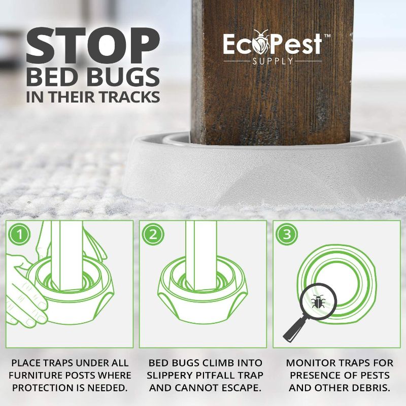 Photo 1 of Bed Bug Interceptors – 4 Pack | Bed Bug Blocker (Pro) Interceptor Traps (White) | Insect Trap, Monitor, and Detector for Bed Legs NEW