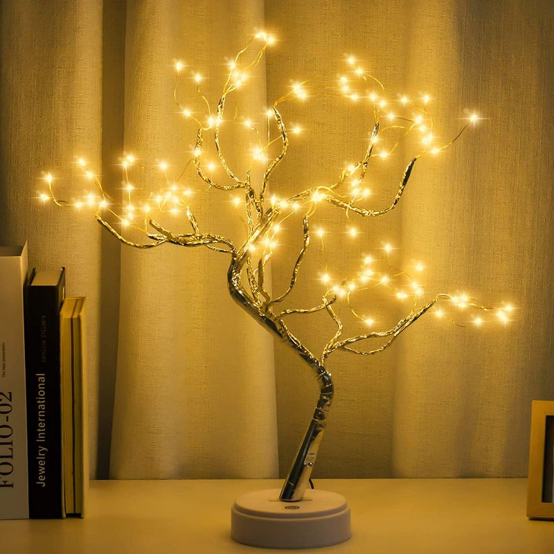 Photo 1 of PXBNIUYA 20" Tabletop Bonsai Tree Light with 108 LED Copper Wire String Lights, DIY Artificial Tree Lamp, Battery/USB Operated, for Bedroom Desktop Christmas Party Indoor Decor Lights (Warm White)