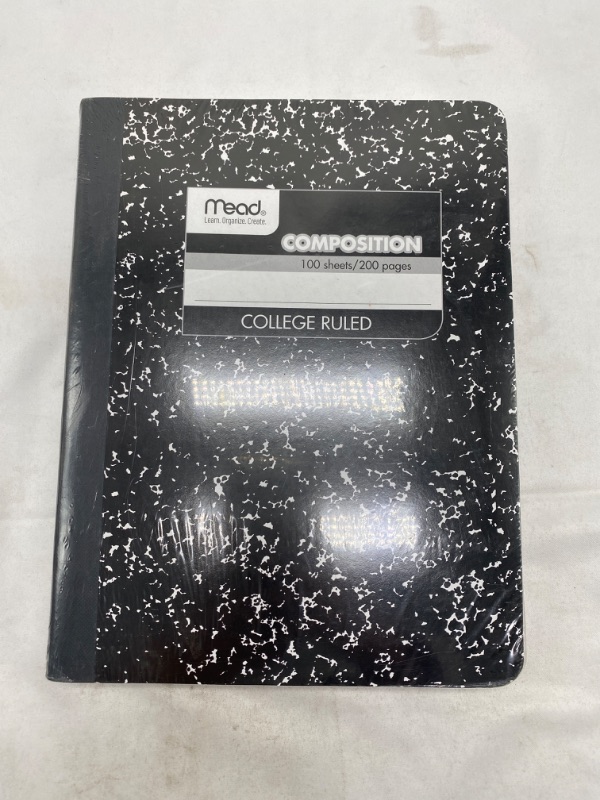 Photo 2 of Mead Composition Notebooks, 3 Pack, College Ruled Paper, 9-3/4" x 7-1/2", 100 Sheets per Notebook, Black Marble (38111) Classic Pack of 3 NEW