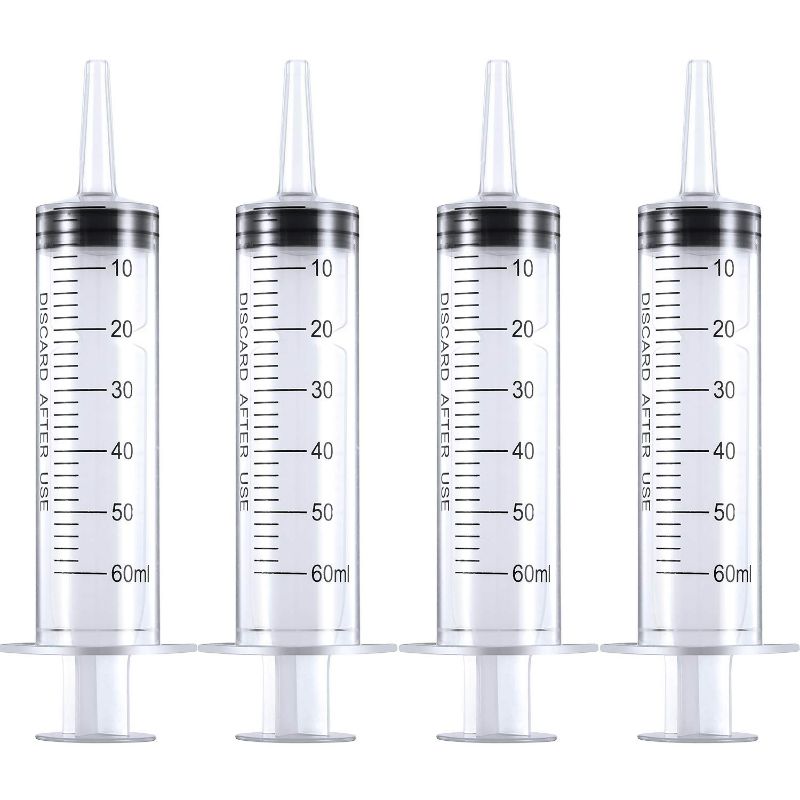 Photo 1 of Frienda Large Plastic Syringe for Scientific Labs 4 Pack Measuring Syringe Tools Dispensing Multiple Uses (60 ml) NEW 