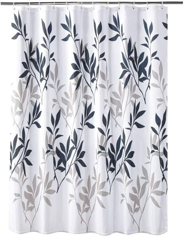 Photo 1 of YOSTEV Bathroom Fabric Shower Curtain with Hooks,Unique 3D Printing,Decorative Bathroom Accessories,Water Proof,Reinforced Metal Grommets,Black Leaf, 72x72 inches NEW