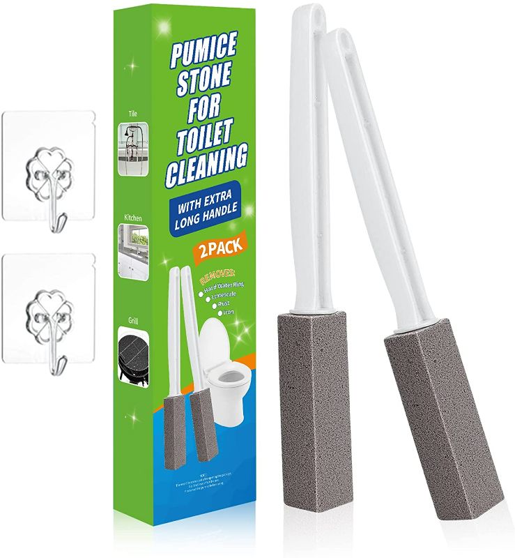 Photo 1 of 3 Pack  Pumice Stone for Toilet Cleaning with Extra Long Handle, Toilet Bowl Cleaner Brush, Remove Stains, Hard Water Ring/Limescale/Rust/Iron NEW 