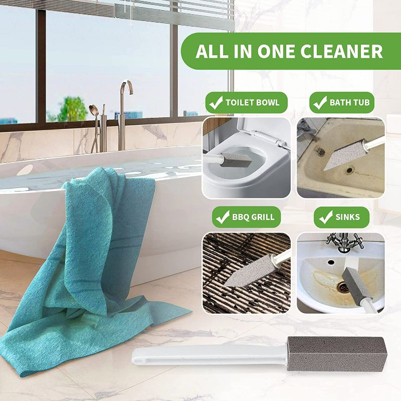 Photo 2 of 3 Pack  Pumice Stone for Toilet Cleaning with Extra Long Handle, Toilet Bowl Cleaner Brush, Remove Stains, Hard Water Ring/Limescale/Rust/Iron NEW 